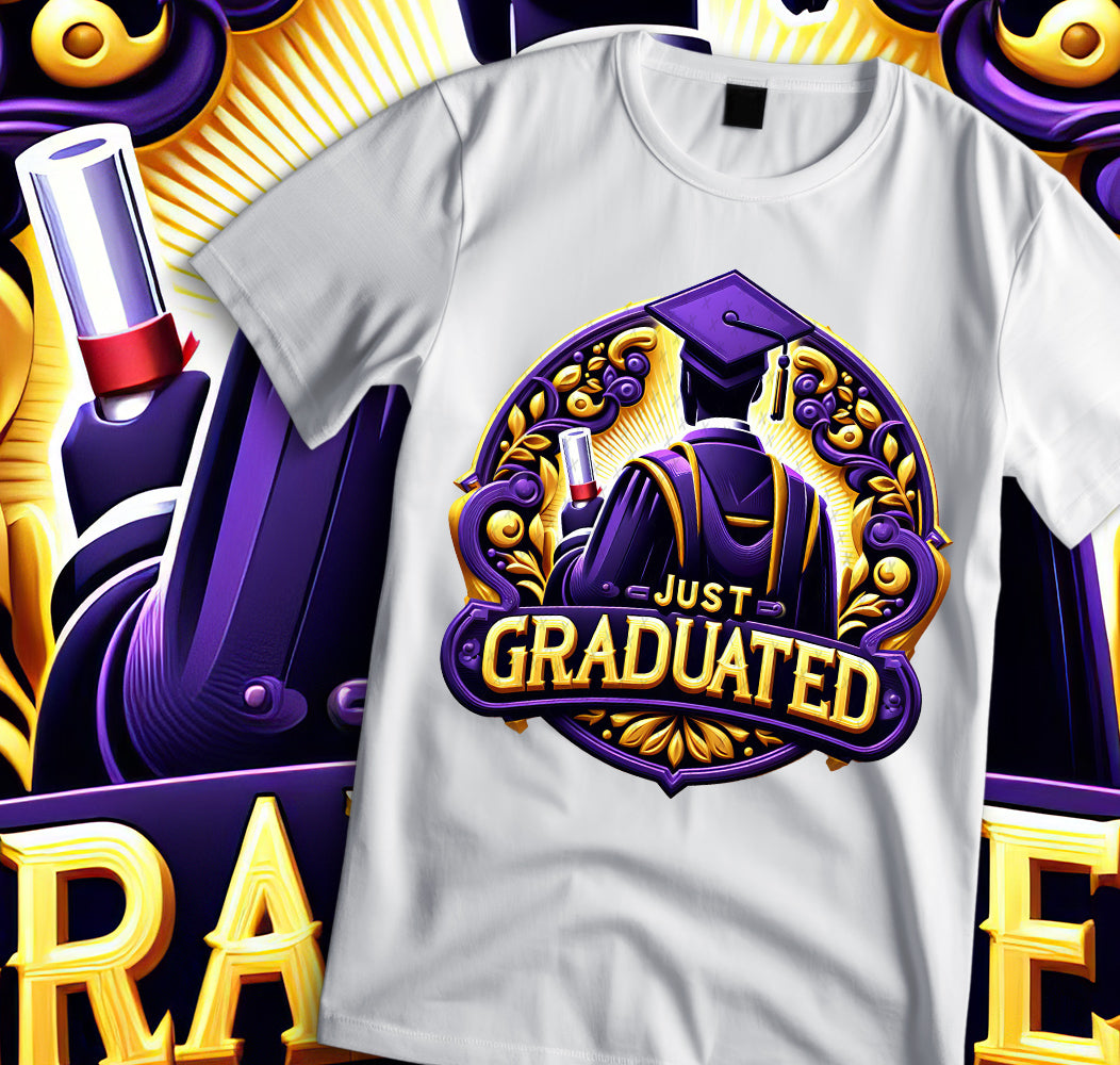 Men's "Just Graduated" Shirt and Tumbler PNG Bundle