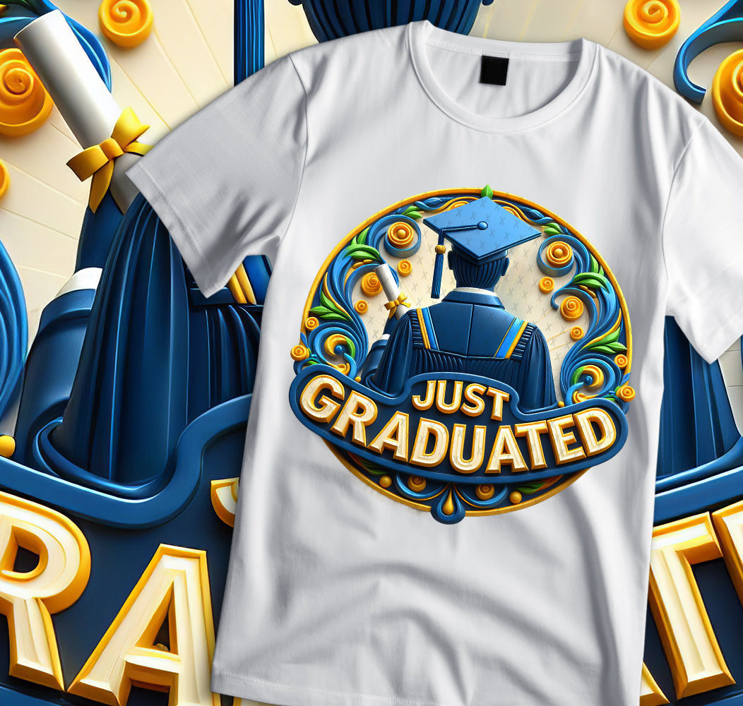 Men's "Just Graduated" Shirt and Tumbler PNG Bundle