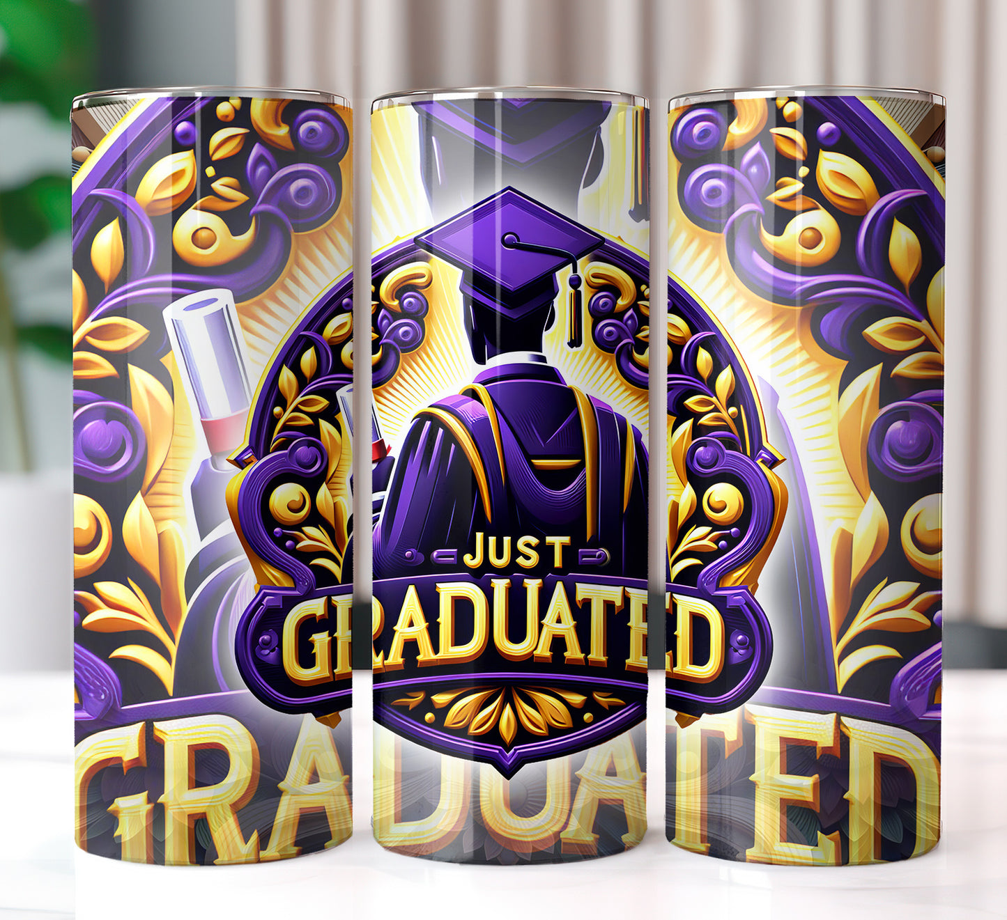 Men's "Just Graduated" Shirt and Tumbler PNG Bundle