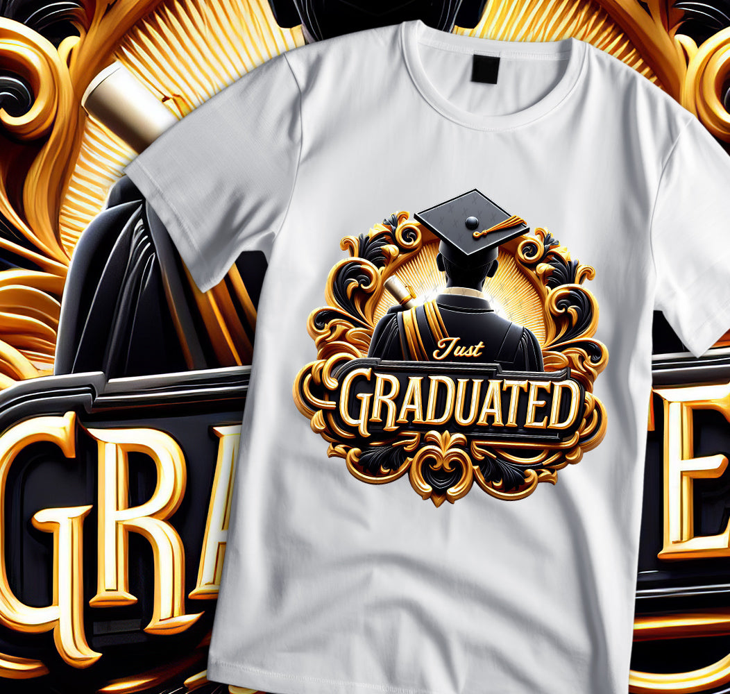 Men's "Just Graduated" Shirt and Tumbler PNG Bundle