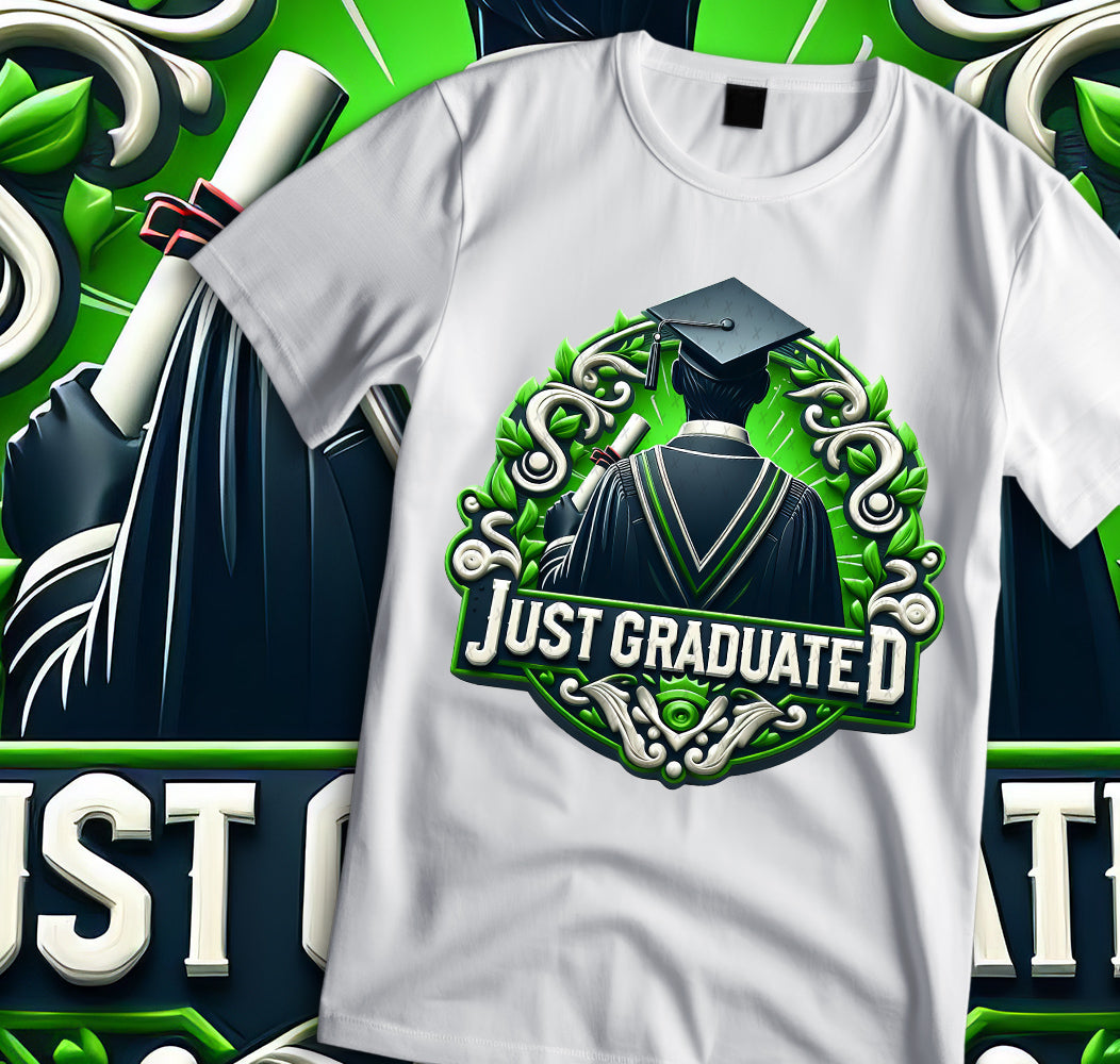 Men's "Just Graduated" Shirt and Tumbler PNG Bundle