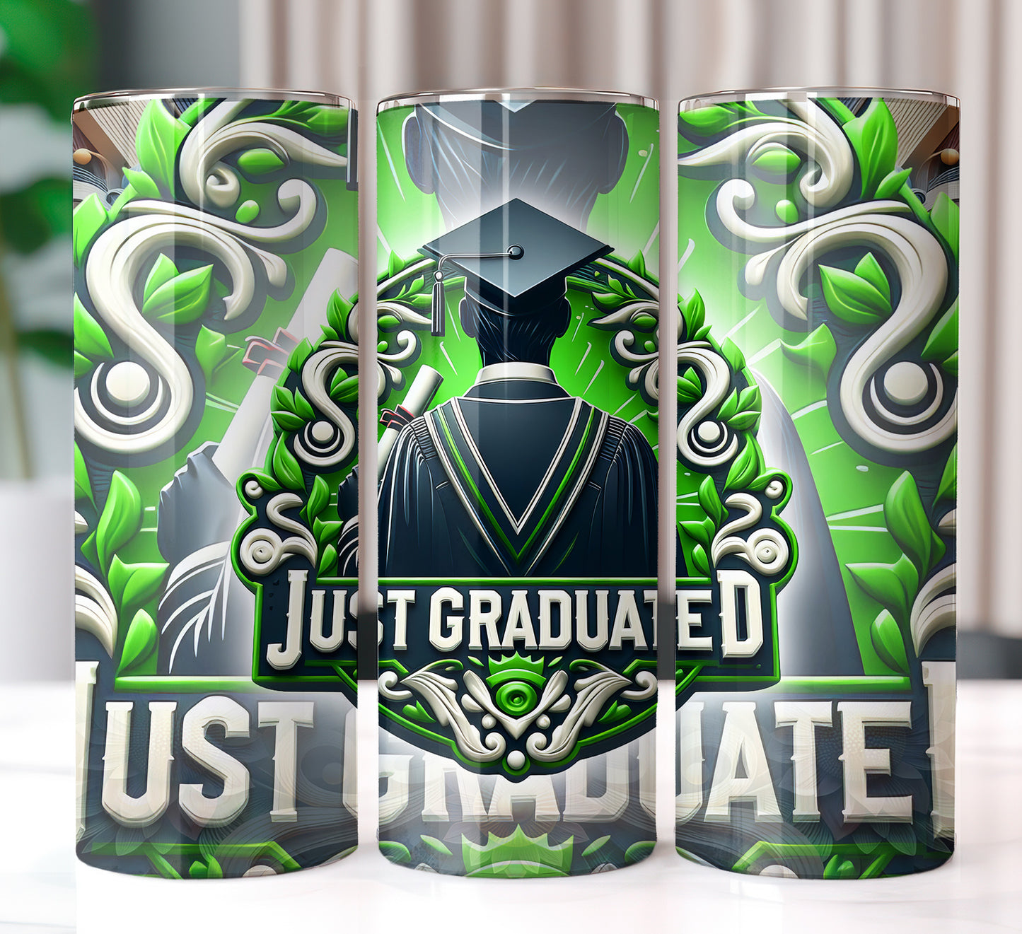 Men's "Just Graduated" Shirt and Tumbler PNG Bundle