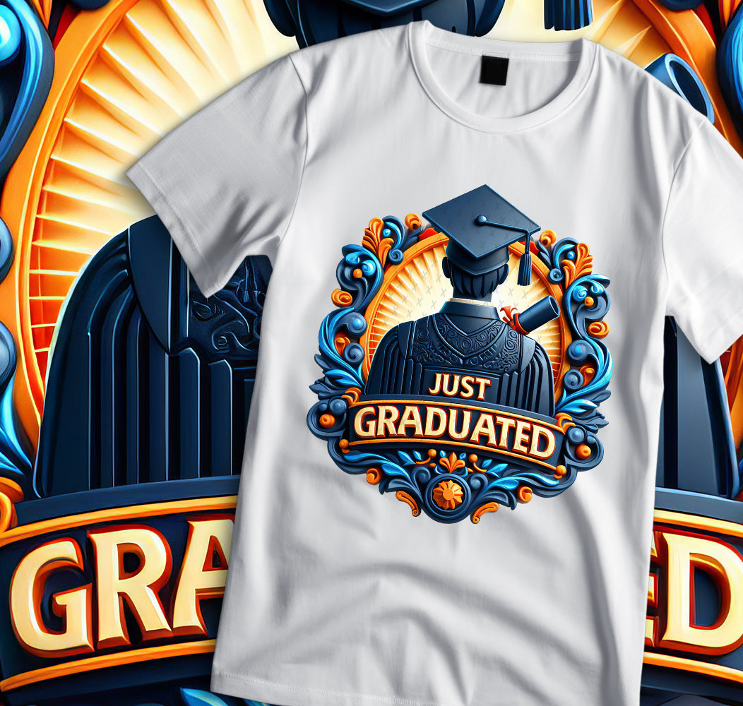 Men's "Just Graduated" Shirt and Tumbler PNG Bundle