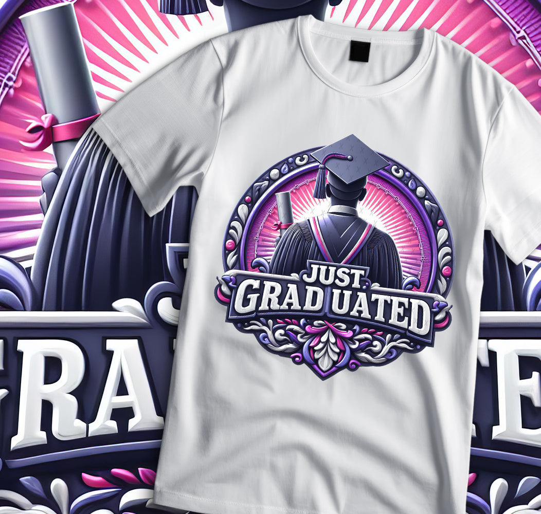 Men's "Just Graduated" Shirt and Tumbler PNG Bundle