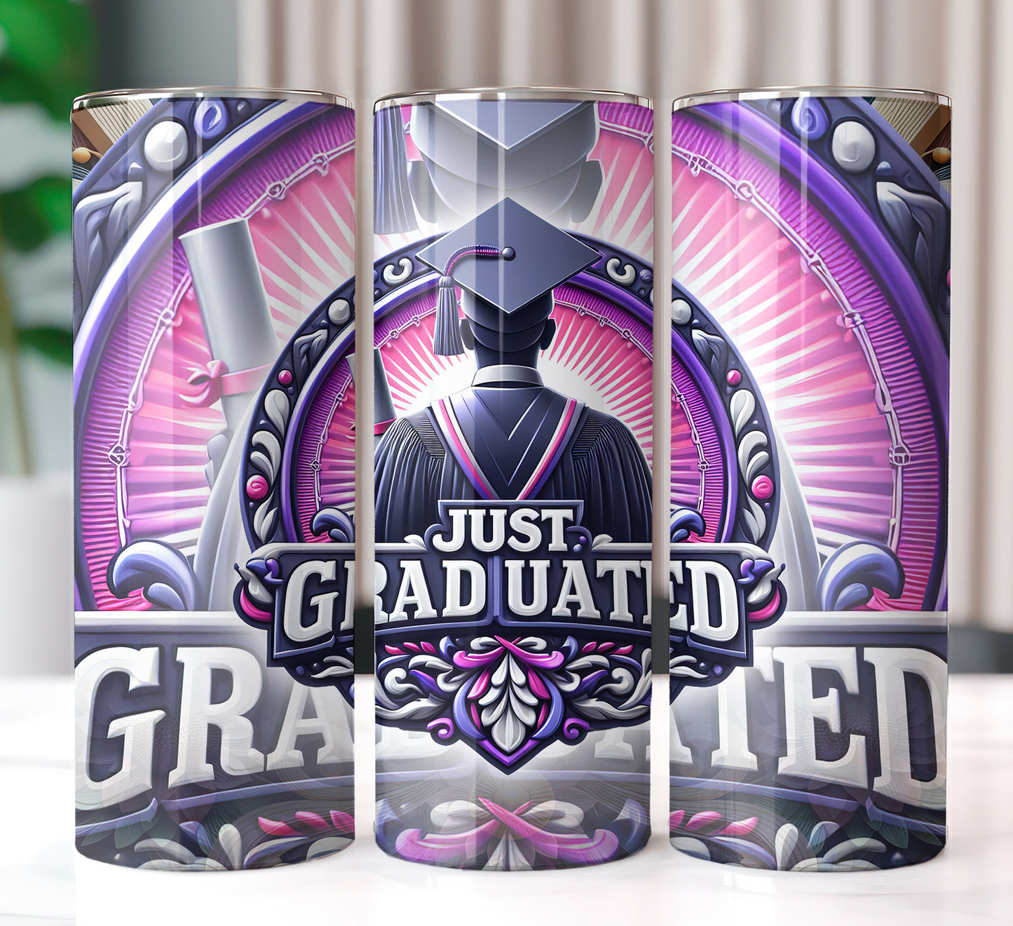 Men's "Just Graduated" Shirt and Tumbler PNG Bundle