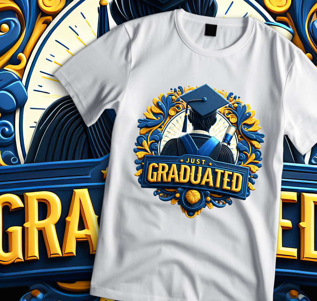 Men's "Just Graduated" Shirt and Tumbler PNG Bundle