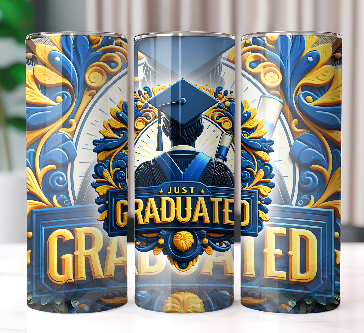 Men's "Just Graduated" Shirt and Tumbler PNG Bundle