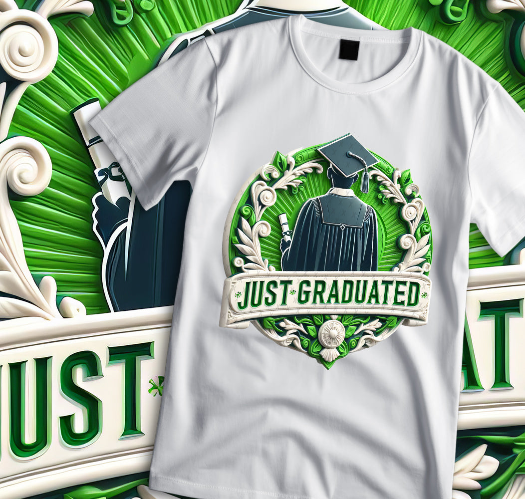 Men's "Just Graduated" Shirt and Tumbler PNG Bundle