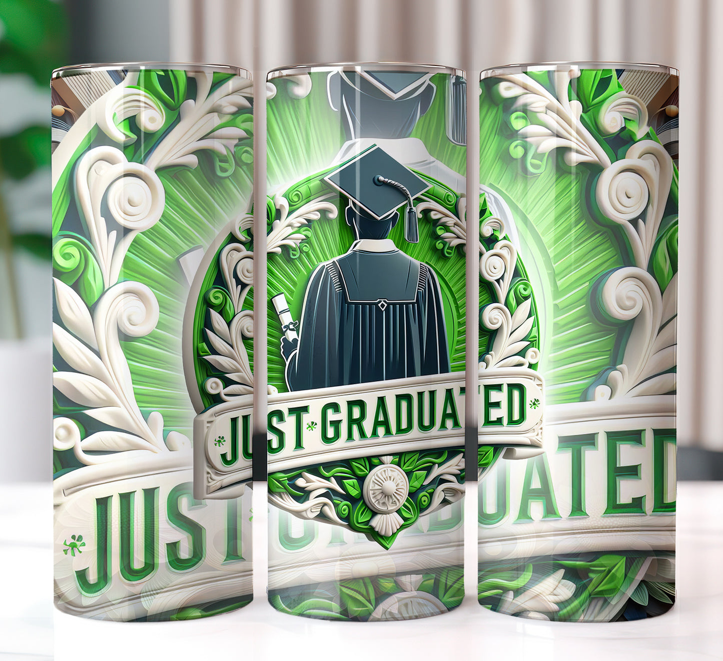 Men's "Just Graduated" Shirt and Tumbler PNG Bundle