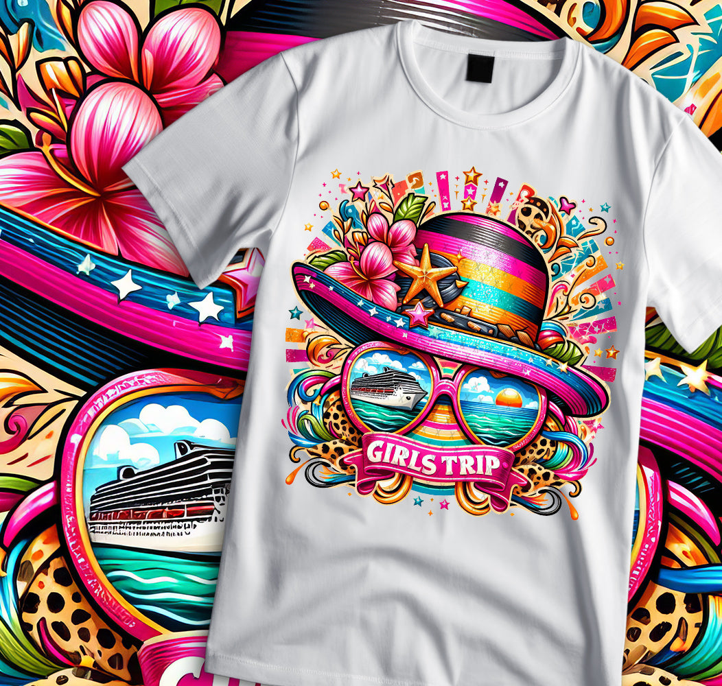 Travel T-Shirt Design, Girls Trip, Jamaica, Air plane Mode