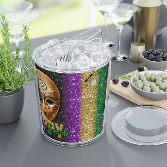 Mardi Gras Ice Bucket with Tongs