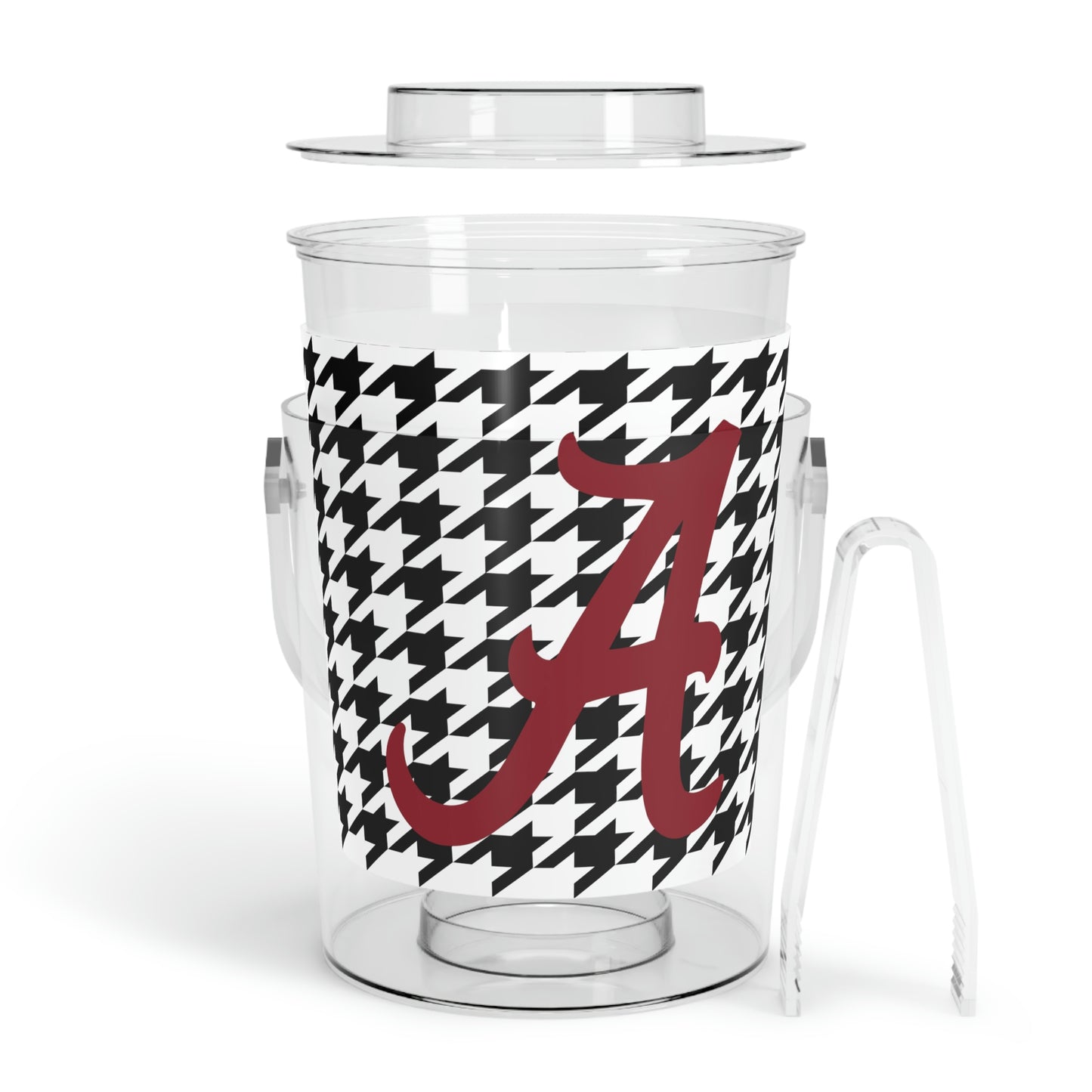 Houndstooth Ice Bucket with Tongs