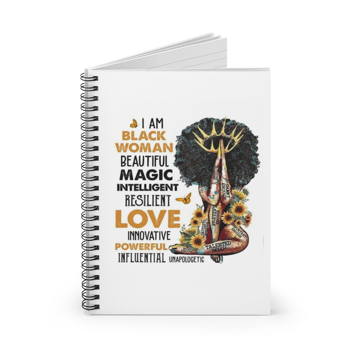 Black Women Love and Powerful Spiral Notebook - Ruled Line