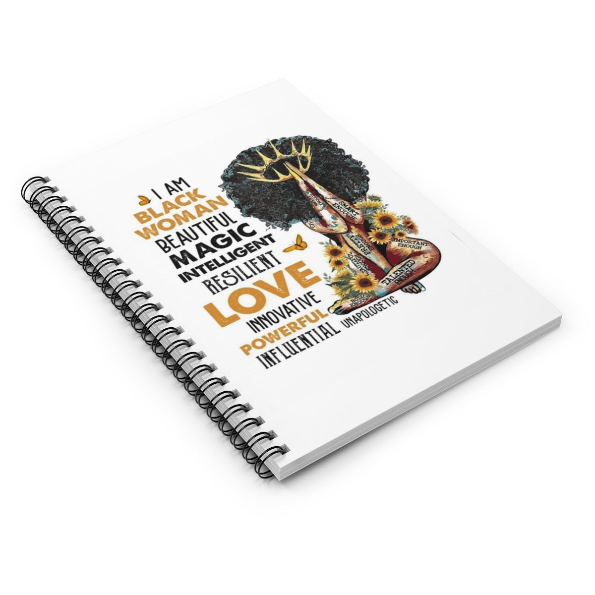 Black Women Love and Powerful Spiral Notebook - Ruled Line