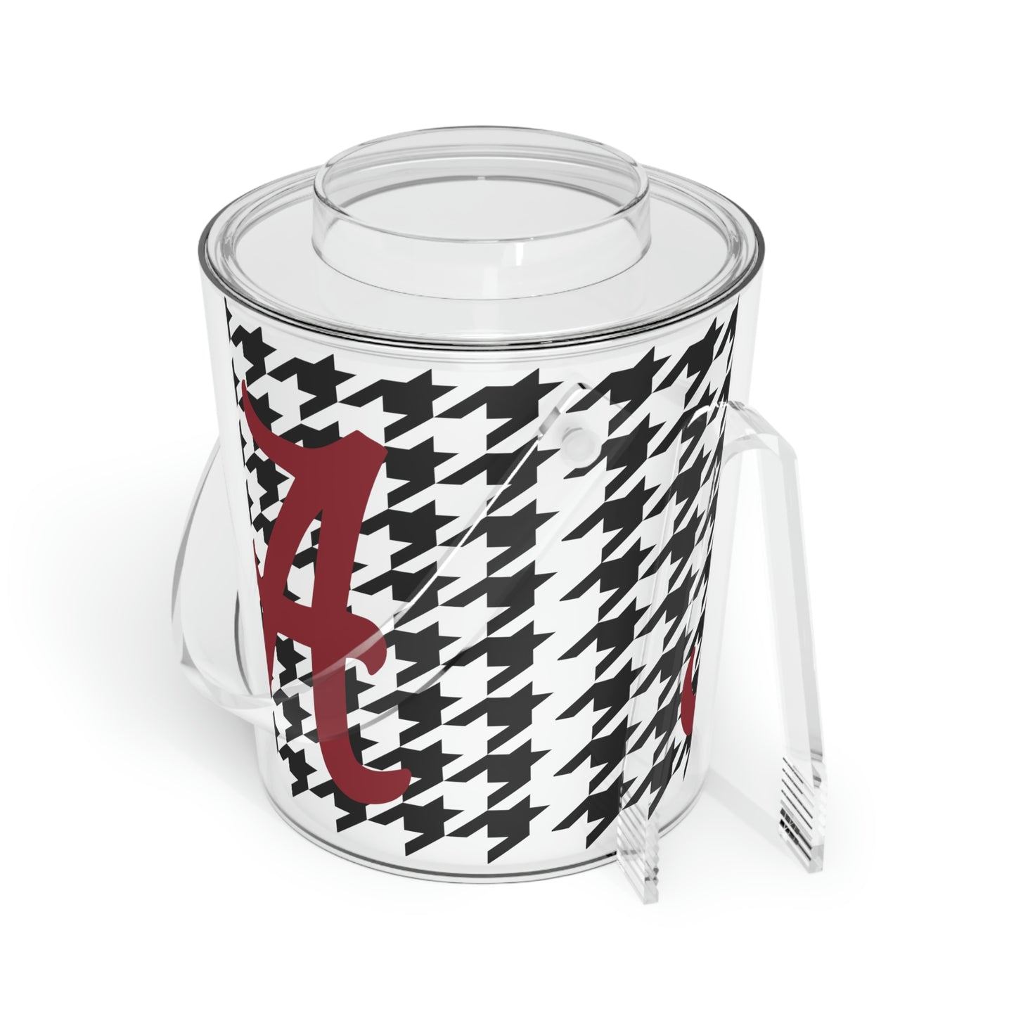 Houndstooth Ice Bucket with Tongs