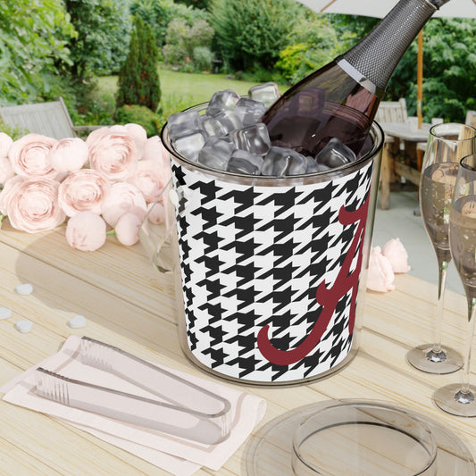 Houndstooth Ice Bucket with Tongs